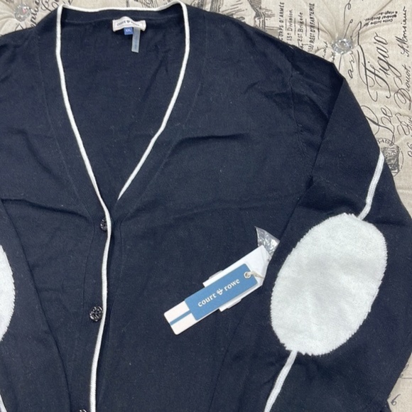 COURT & ROWE Elbow Detail Tipped Cardigan - Picture 5 of 7